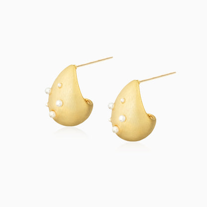 Drop Shaped Golden Plated Pearl Earrings