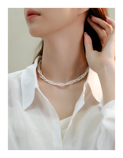 14K Rolled Gold Triple - Layer Pearl Necklace