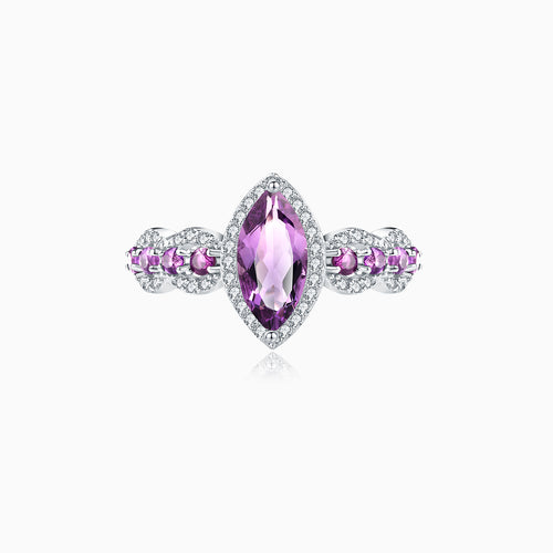 Regal Amethyst Halo Elegance Ring