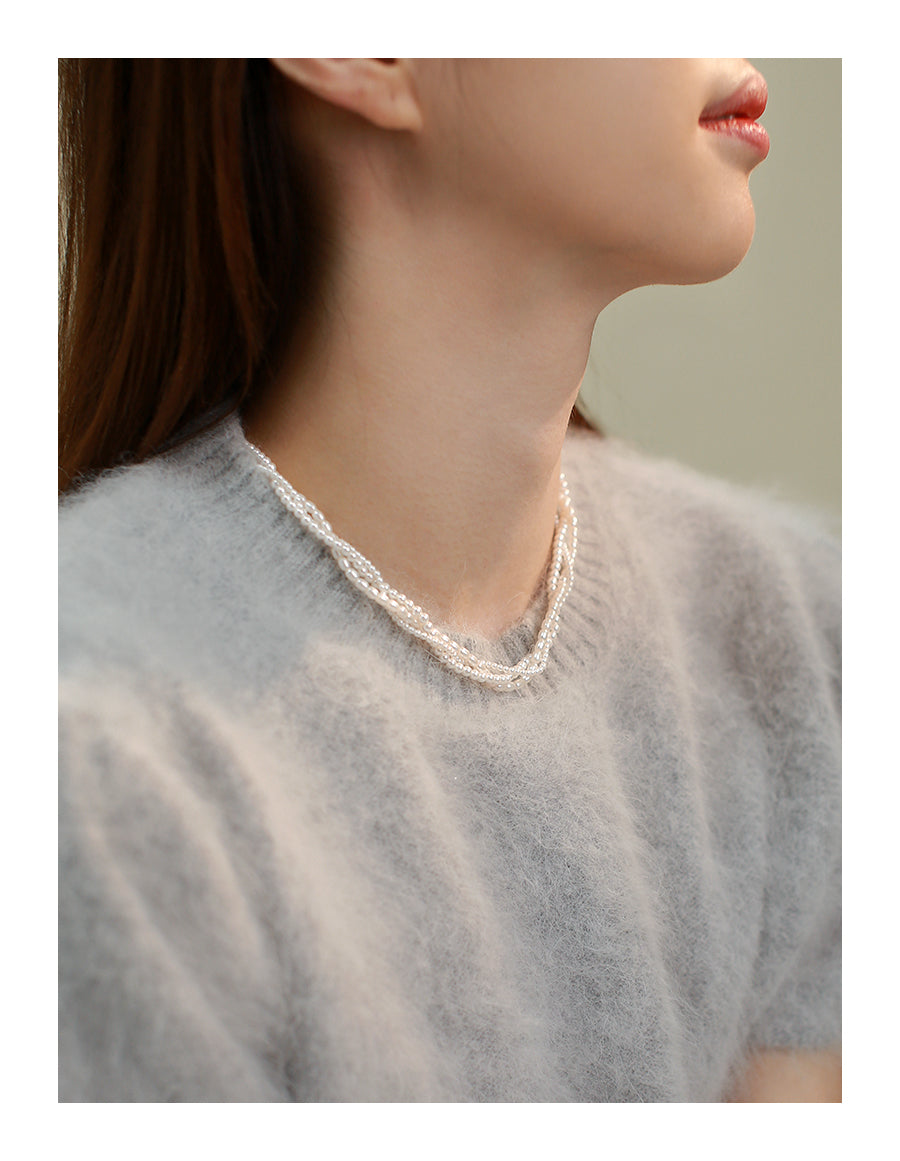 14K Rolled Gold Triple - Layer Pearl Necklace