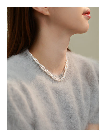14K Rolled Gold Triple - Layer Pearl Necklace