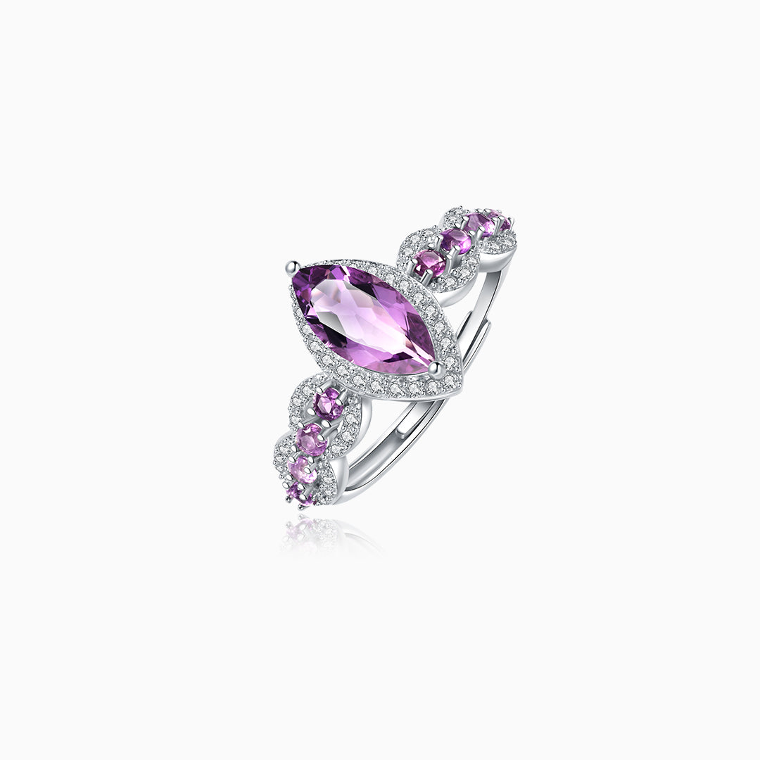 Regal Amethyst Halo Elegance Ring