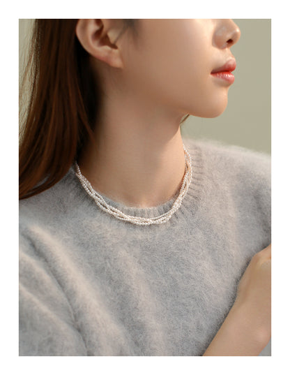 14K Rolled Gold Triple - Layer Pearl Necklace