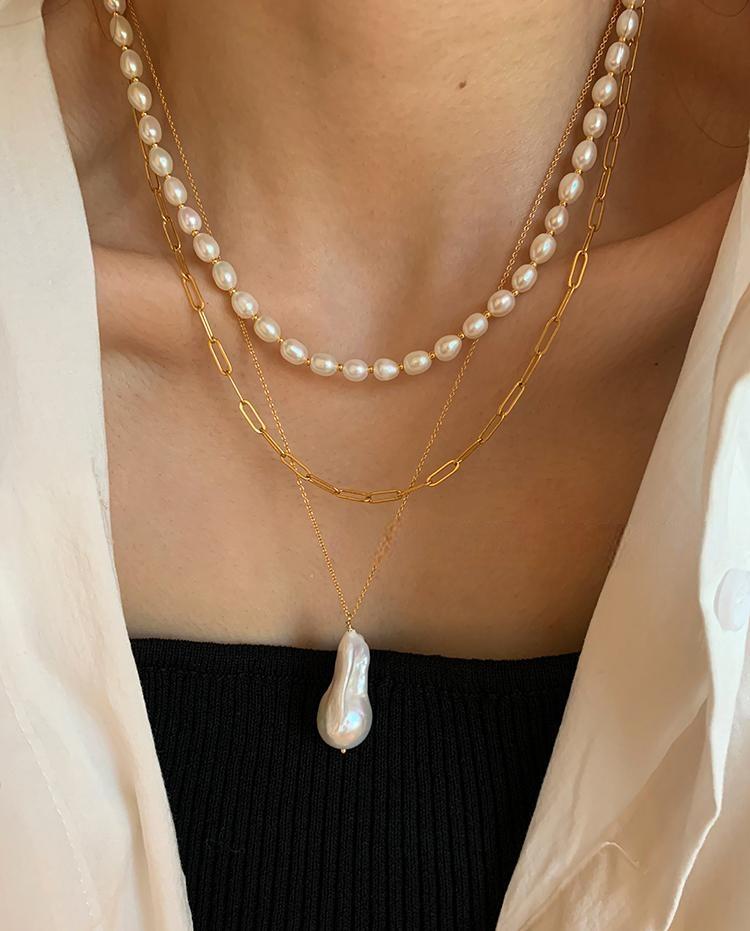 Fresh Pearl Gold Plated Necklace