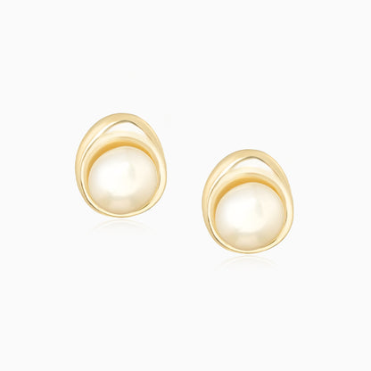 Natural Pearl Golden Plated Earrings