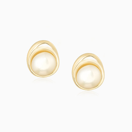 Natural Pearl Golden Plated Earrings
