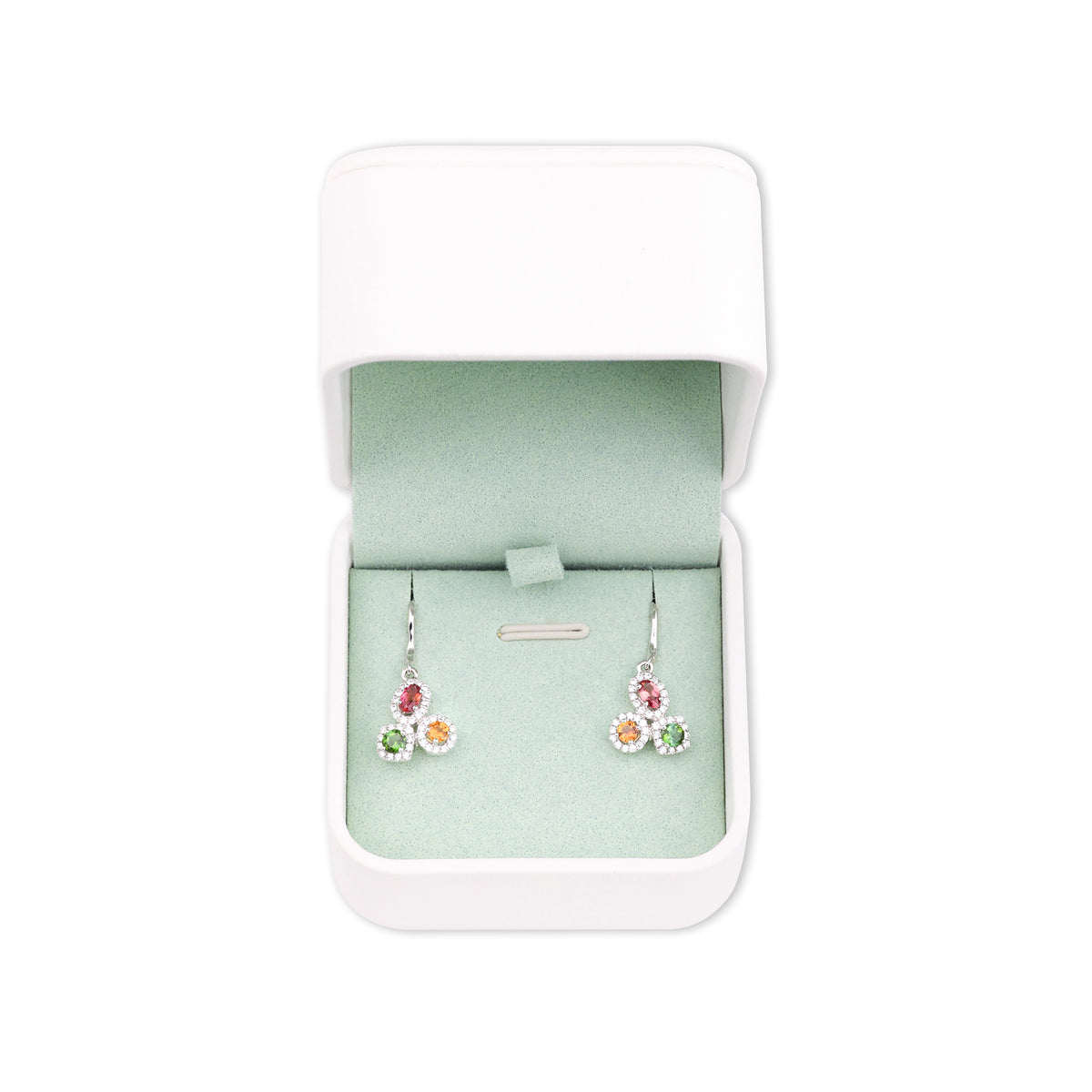 Tourmaline Three-Flower Hugging Earrings