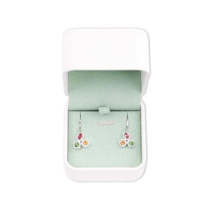 Tourmaline Three-Flower Hugging Earrings