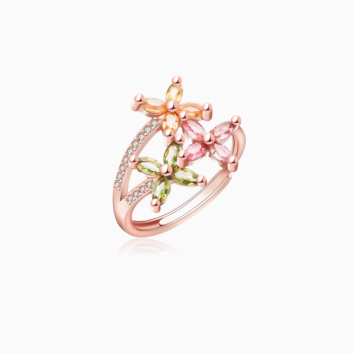 Multicolor Tourmaline Petal Starburst Oval-Cut Ring – Lucky Bloom Design