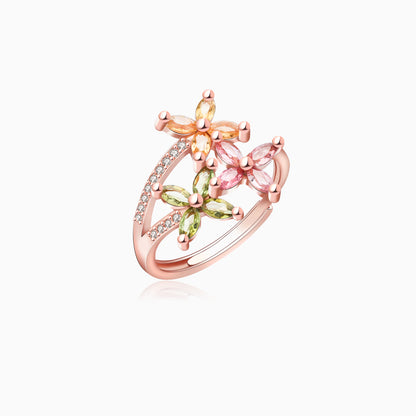 Tourmaline Tricolor Lucky Petal Ring
