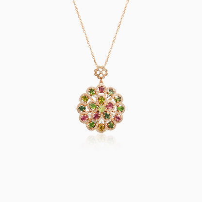 Sunburst Tourmaline Flower Pendant