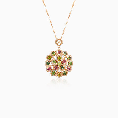 Sunburst Tourmaline Flower Pendant