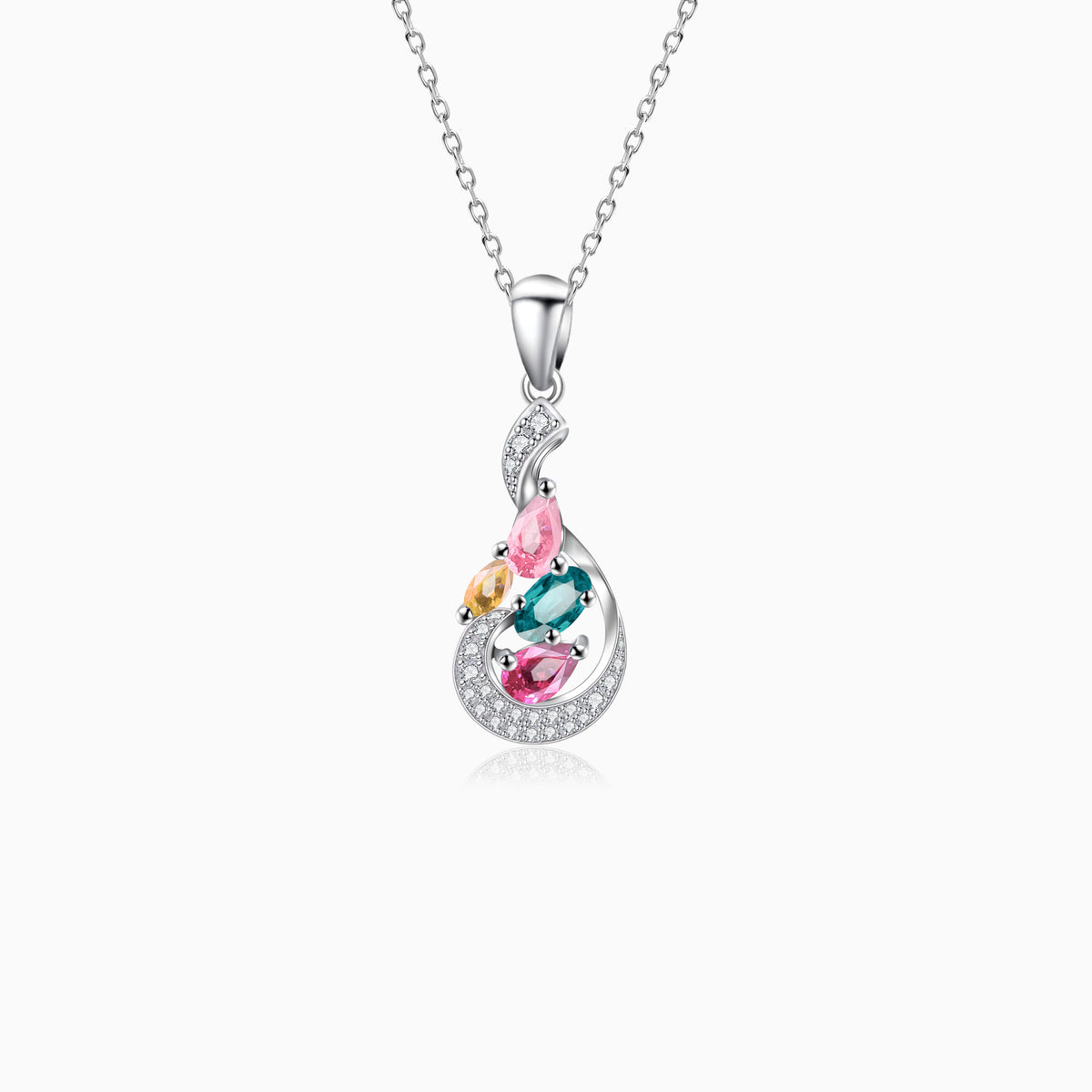 Four-Color Lovely Tourmaline Pendant