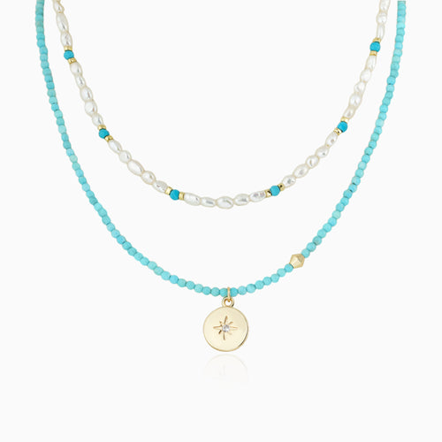 Baroque Raw Blue Turquoise Starlight Necklace