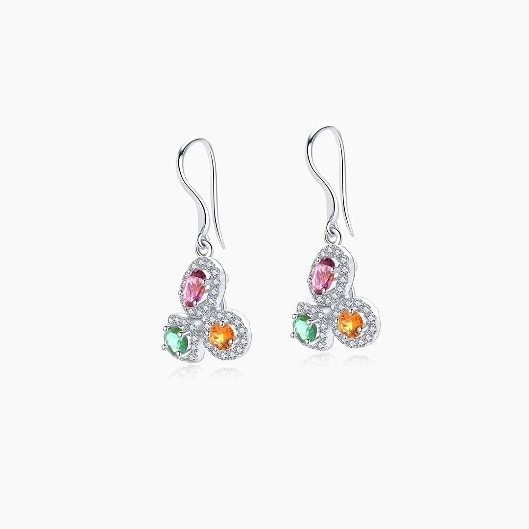 Tourmaline Three-Flower Hugging Earrings