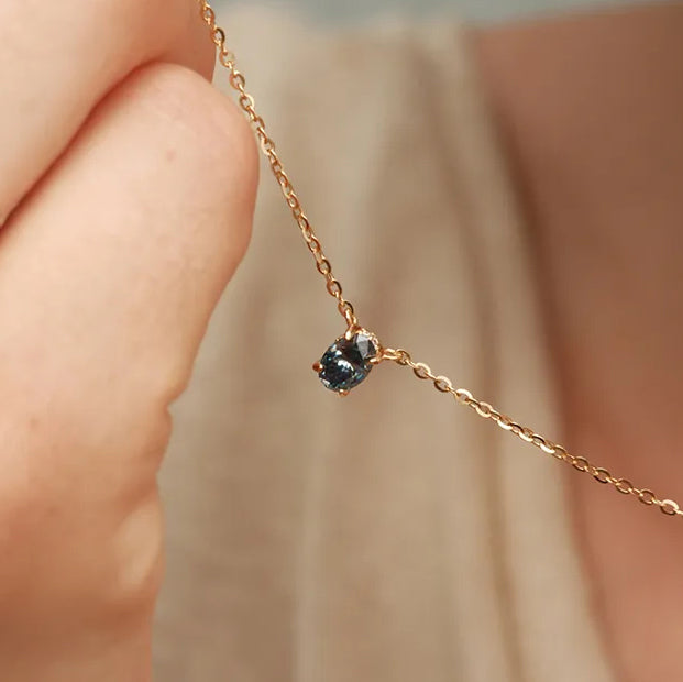 Ocean Blue Moissanite Chain Necklace