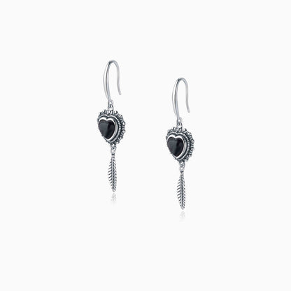Black Tourmaline Fortune Charm Earrings