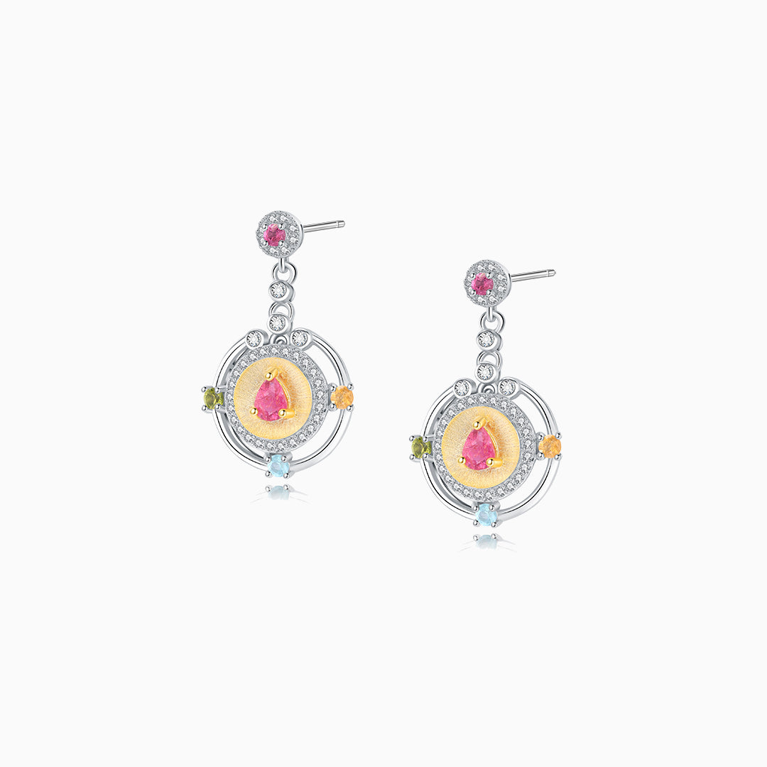 Five-Color Round Tourmaline Earrings