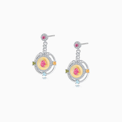 Five-Color Round Tourmaline Earrings