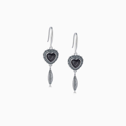 Black Tourmaline Fortune Charm Earrings