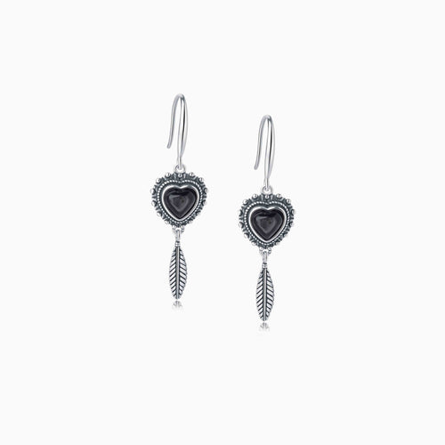 Black Tourmaline Fortune Charm Earrings