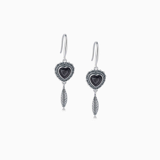Black Tourmaline Fortune Charm Earrings