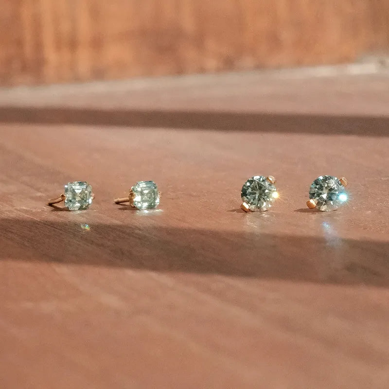 Aqua Green Moissanite Earrings