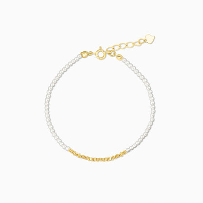 Shimmering Square Accents S925 Pearl Bracelet