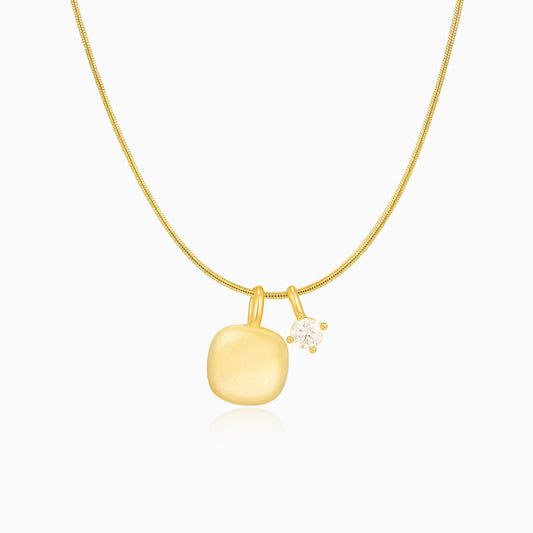 Square Pendant Zirconia Snake-Chain Necklace
