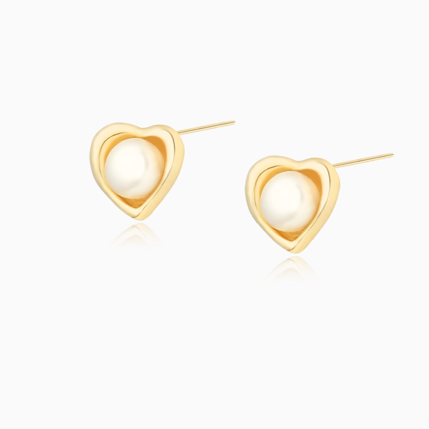 Heart Shaped Pearl Gold Plated Earrings