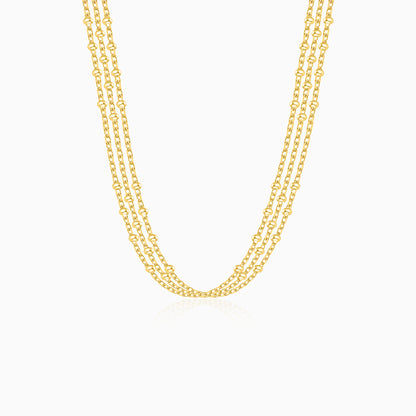 Triple-Layer Gold Plated Beads Necklace