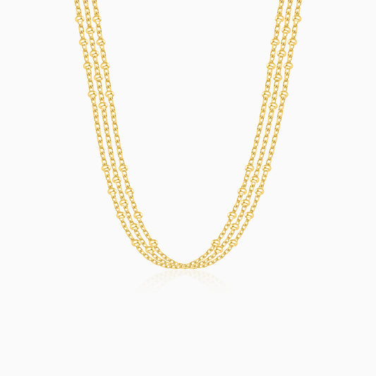 Triple-Layer Gold Plated Beads Necklace