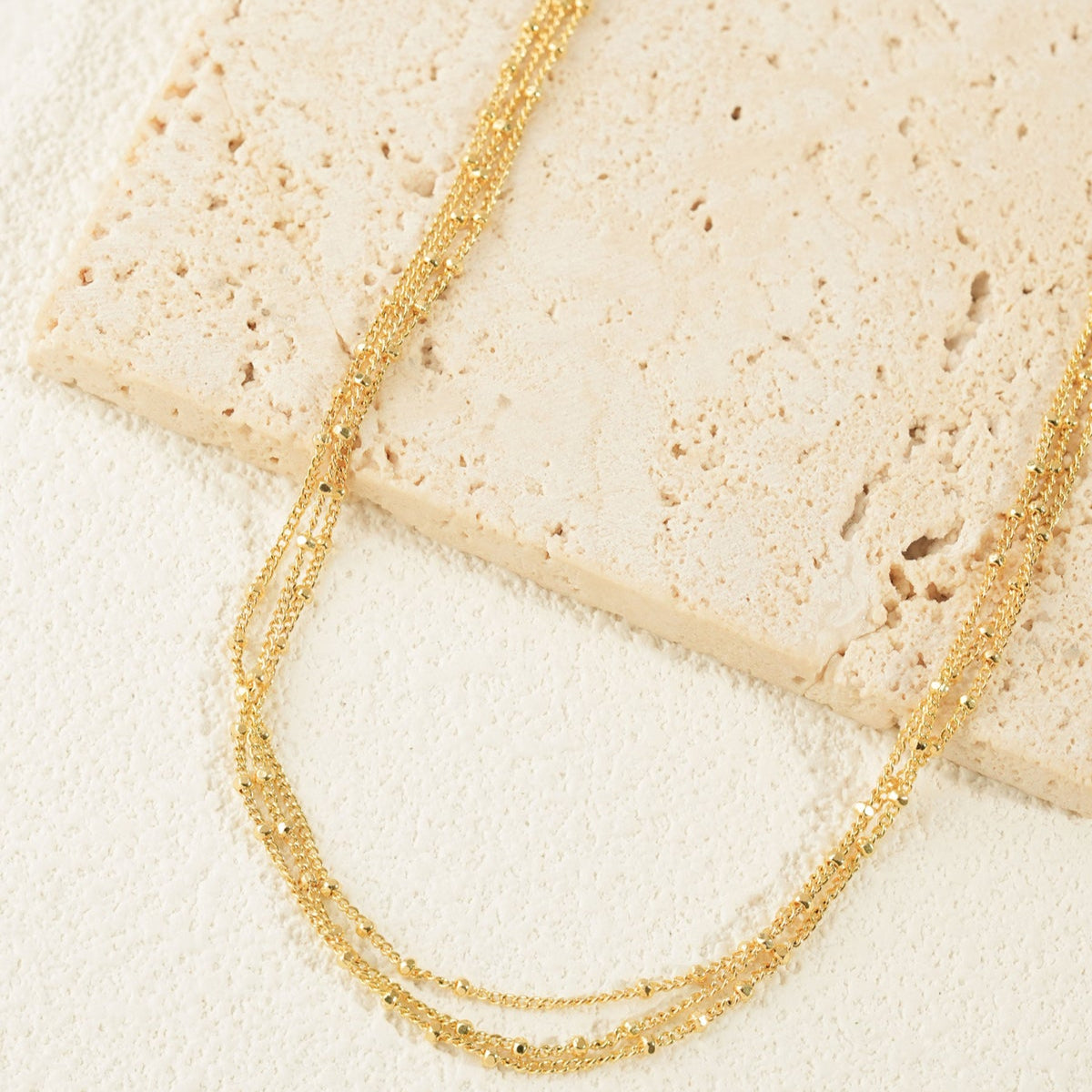 Triple-Layer Gold Plated Beads Necklace