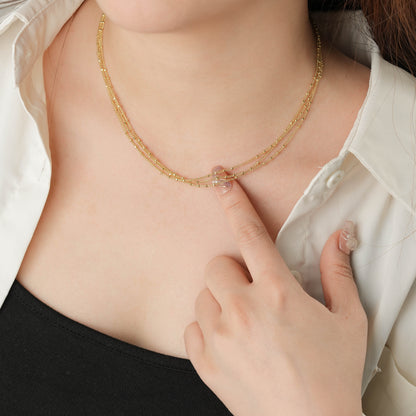 Triple-Layer Gold Plated Beads Necklace