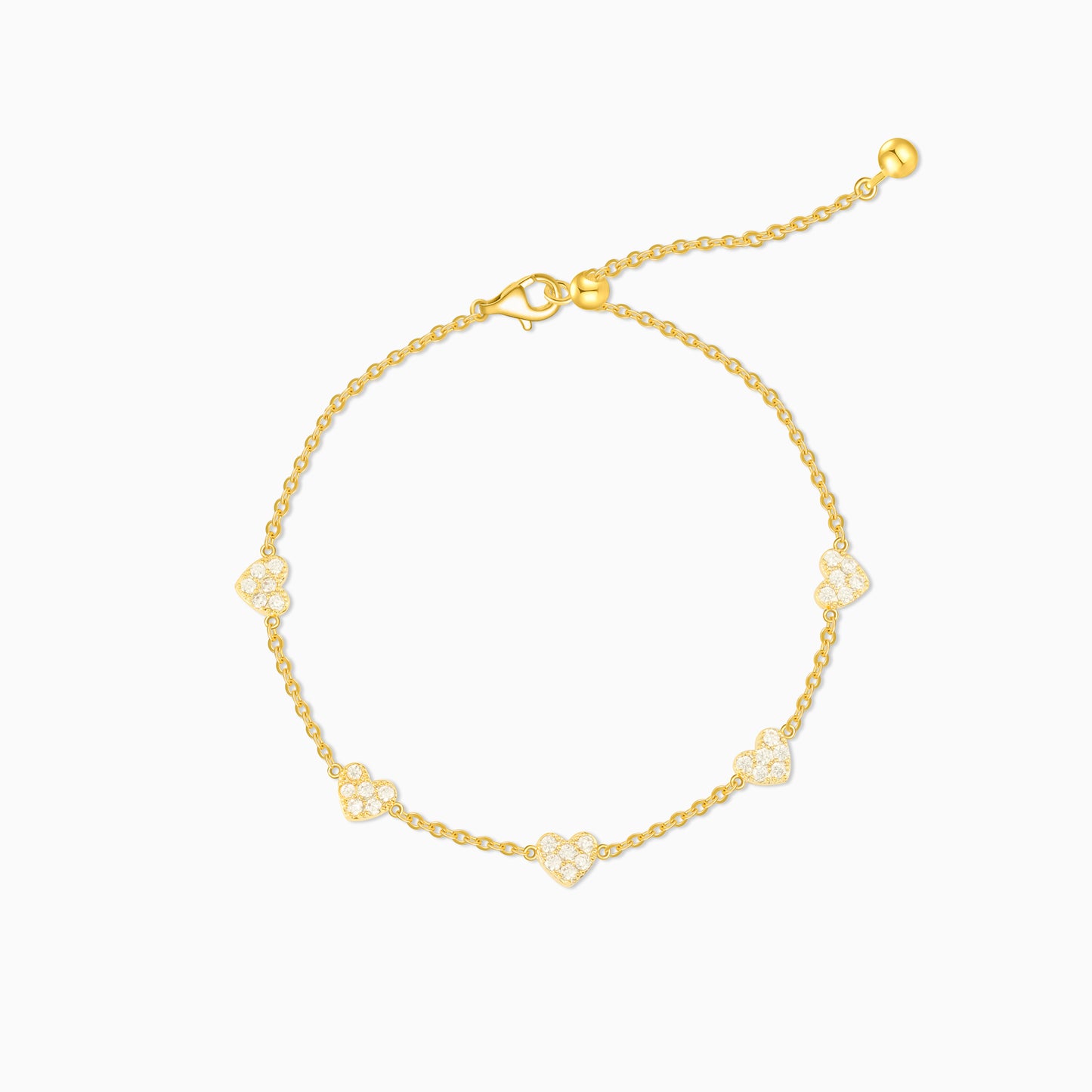 Heart Shine Zirconia Gold Plated Bracelet