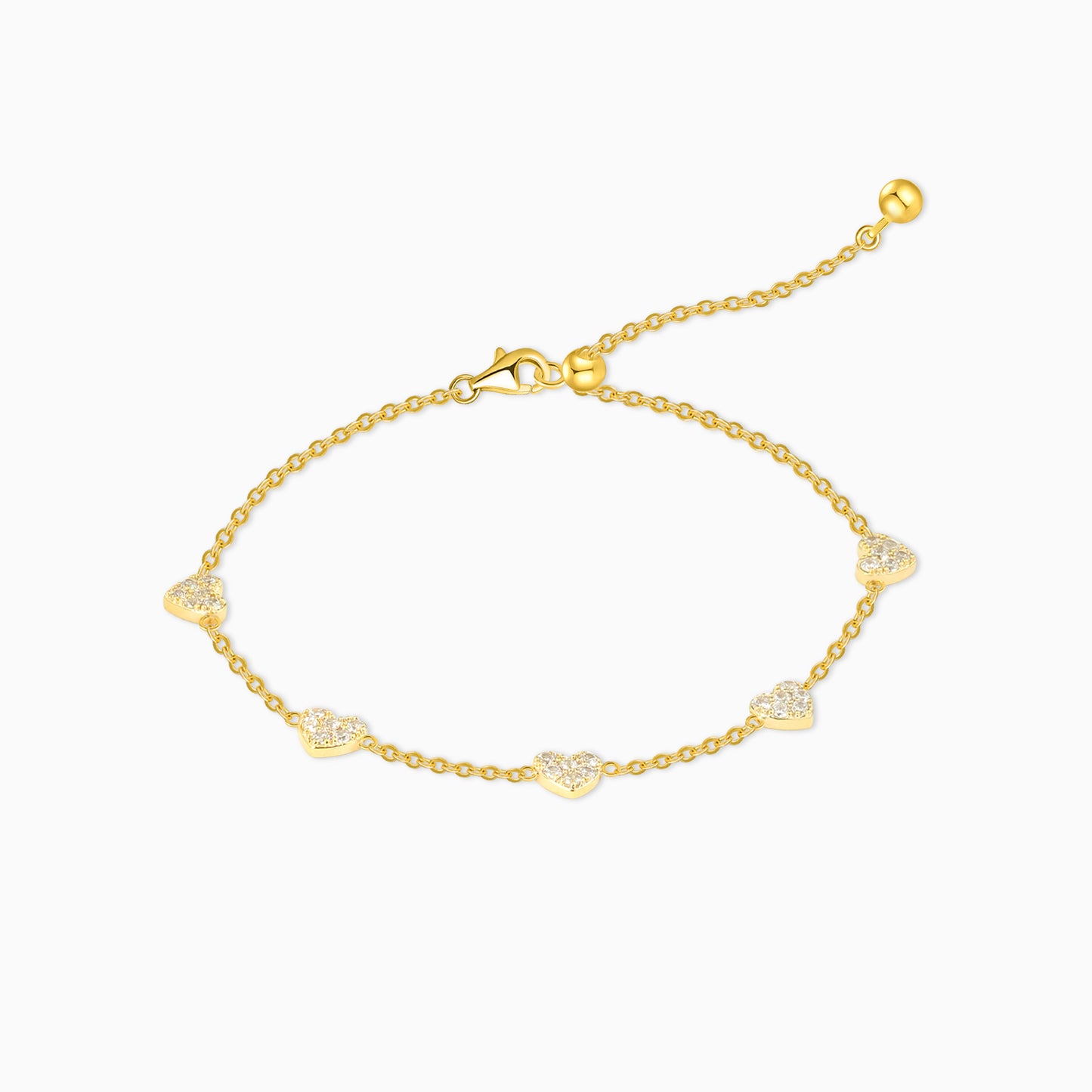 Heart Shine Zirconia Gold Plated Bracelet