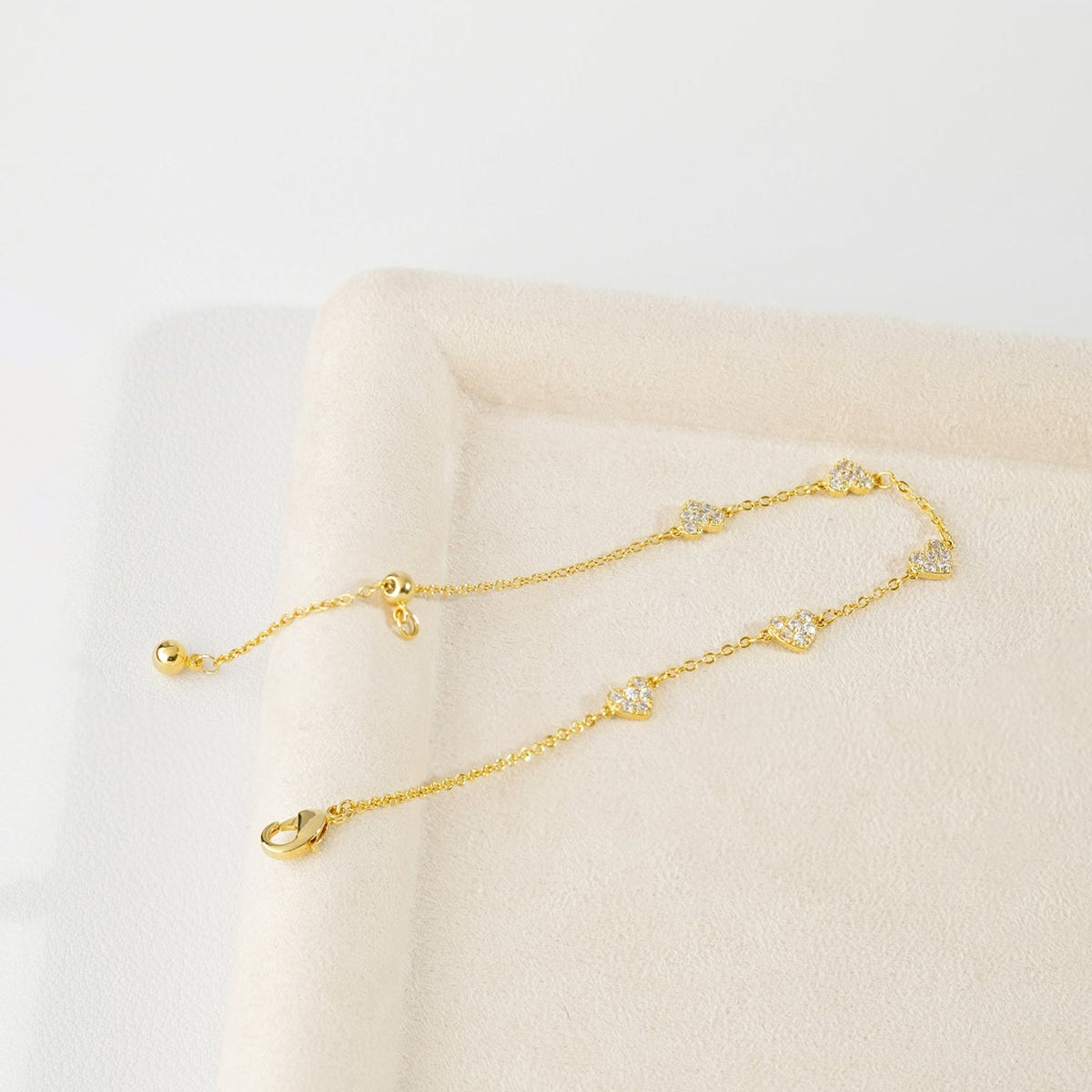 Heart Shine Zirconia Gold Plated Bracelet