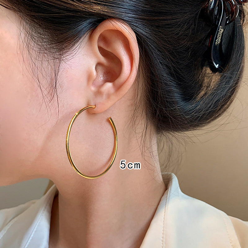 Plain Statement Hoop Earrings