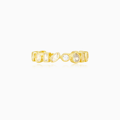 Multi-shaped Zirconia Gold Plated Open-ended Ring