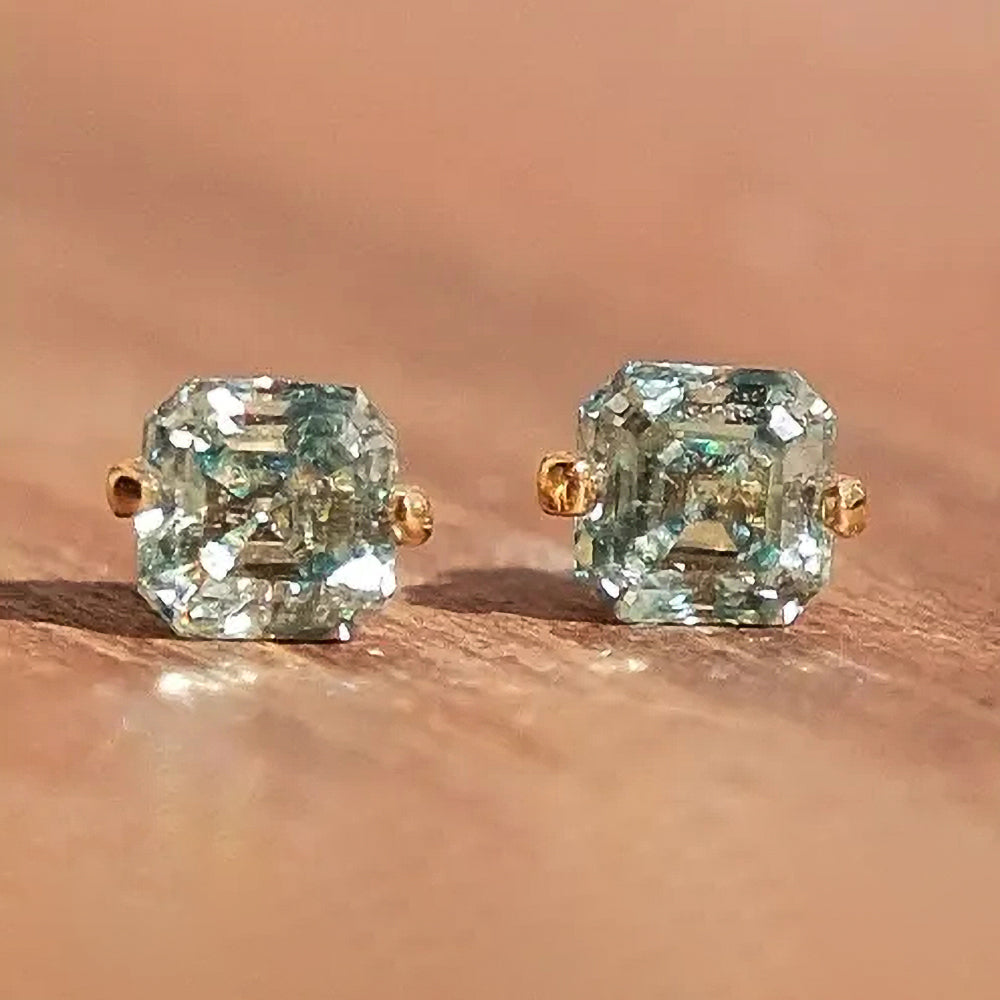Aqua Green Moissanite Earrings