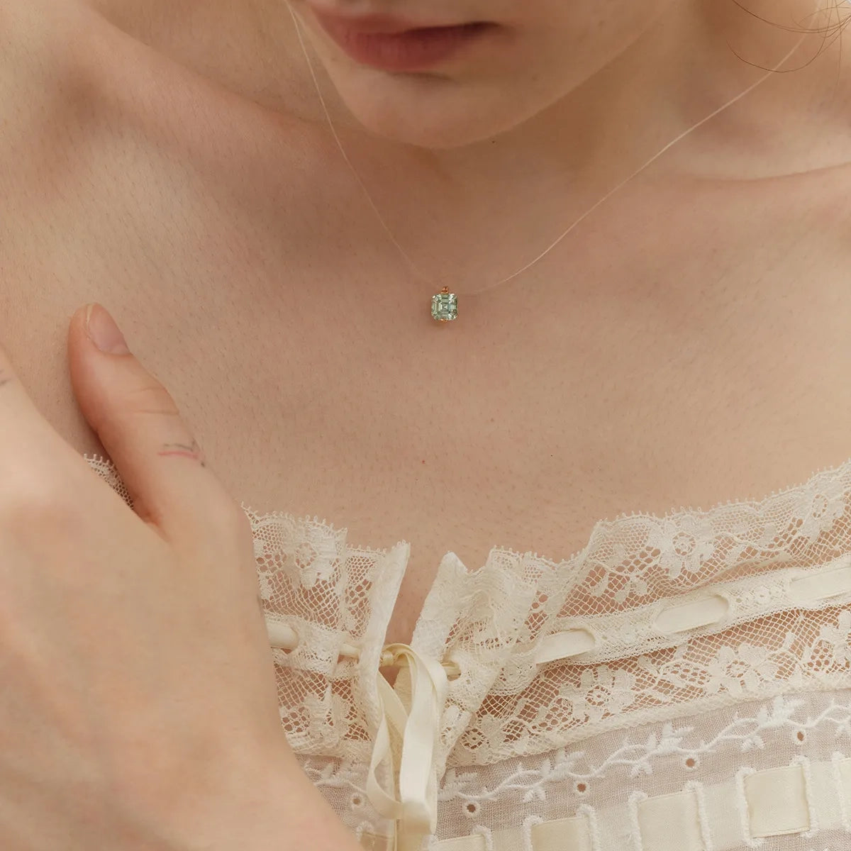 Firefly Blue Moissanite Necklace
