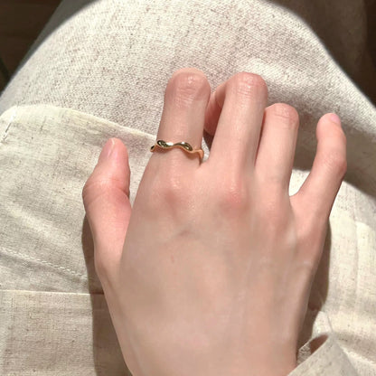 Wavy Gold Plated Open-ended Ring