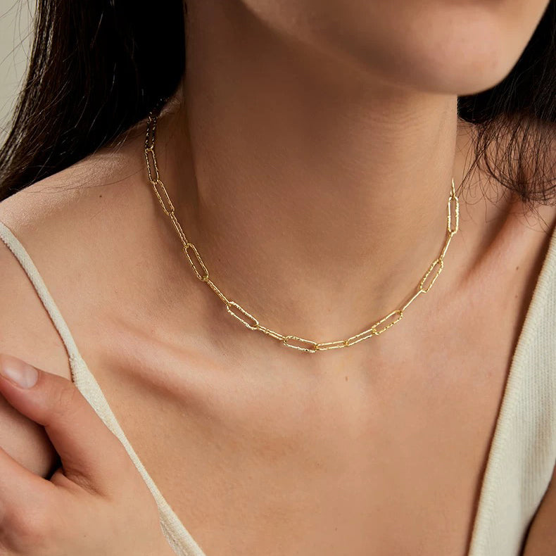 Gilded Paperclip Chain S925 Necklace