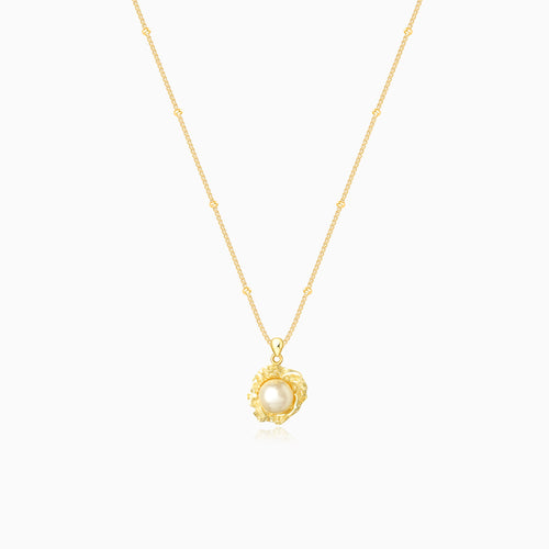 Gold Plated S925 Beads Necklace With Pearl Pendant