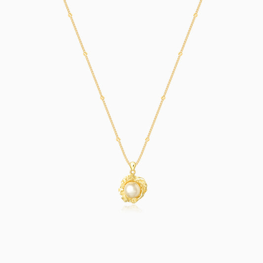 Gold Plated S925 Beads Necklace With Pearl Pendant