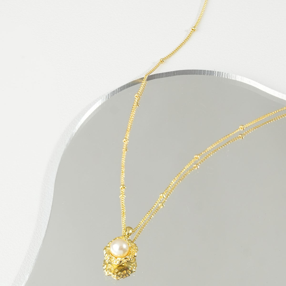 Gold Plated S925 Beads Necklace With Pearl Pendant