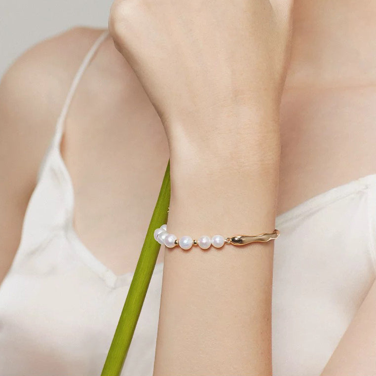 Unevenness Pearl S925 Gold Plated Bracelet