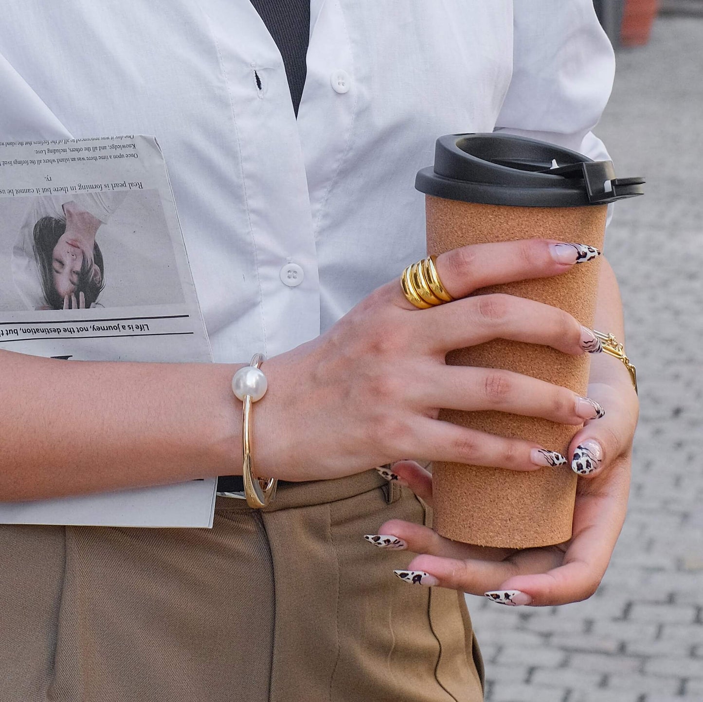 Golden Pearl Accent Bangle