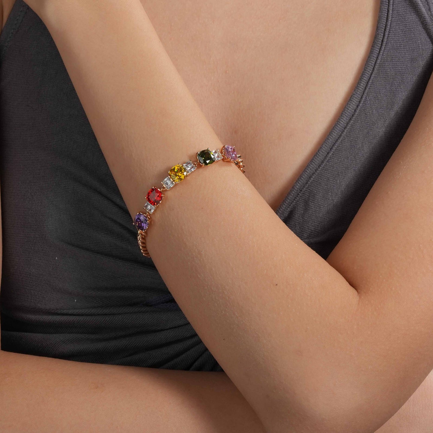 Rainbow Cube Chain Bracelet