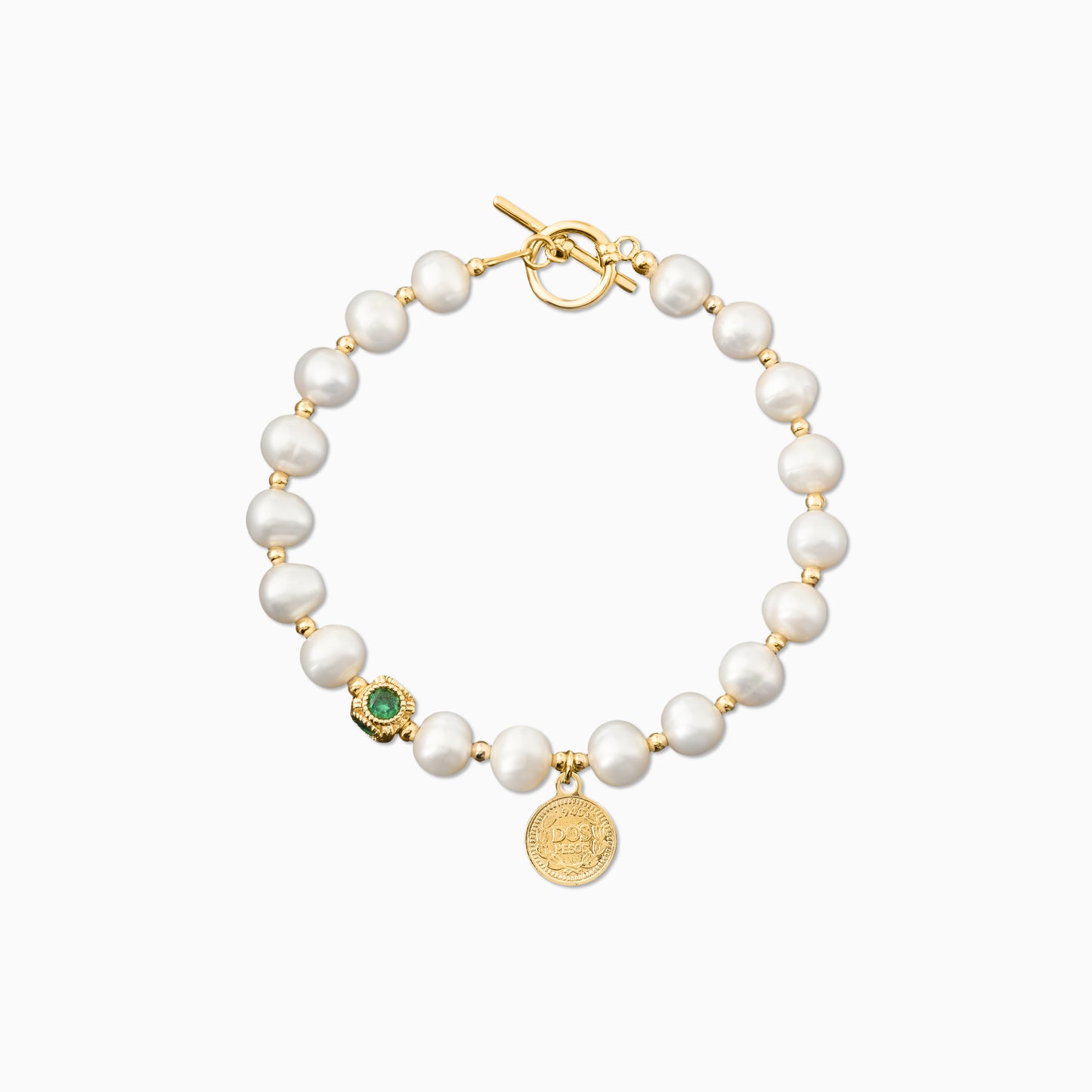 Natural Pearl Golden Beads OT Clasp Bracelet